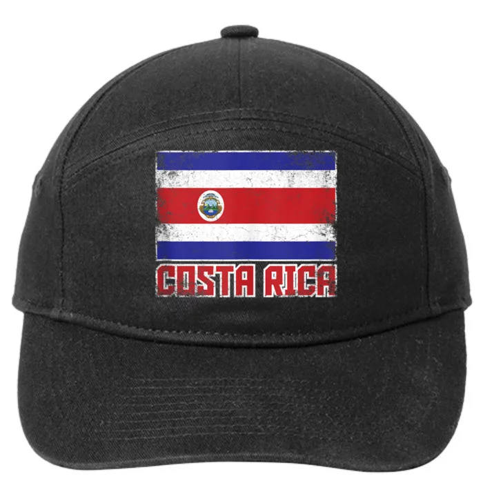 Costa Rica Flag Vintage Retro Country Costa Rican 7-Panel Snapback Hat