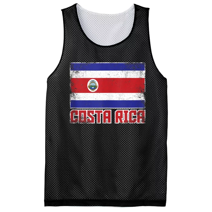 Costa Rica Flag Vintage Retro Country Costa Rican Mesh Reversible Basketball Jersey Tank