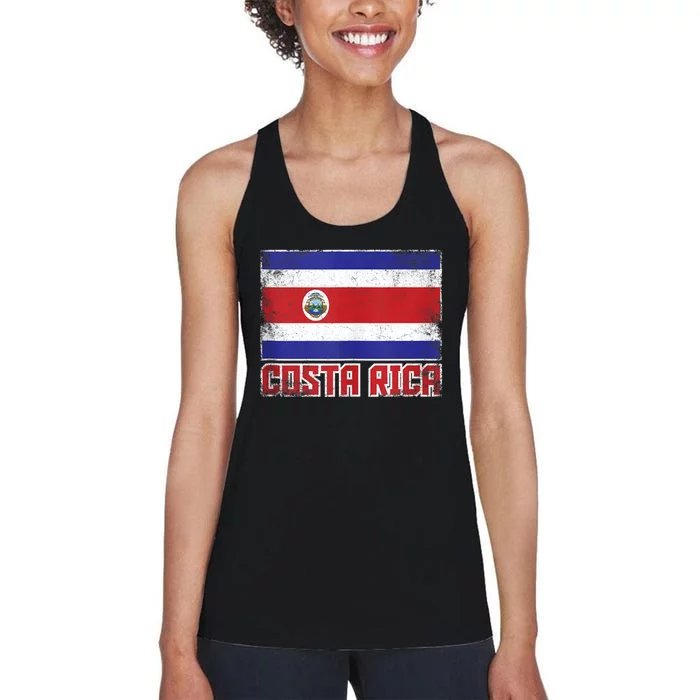 Costa Rica Flag Vintage Retro Country Costa Rican Women's Racerback Tank