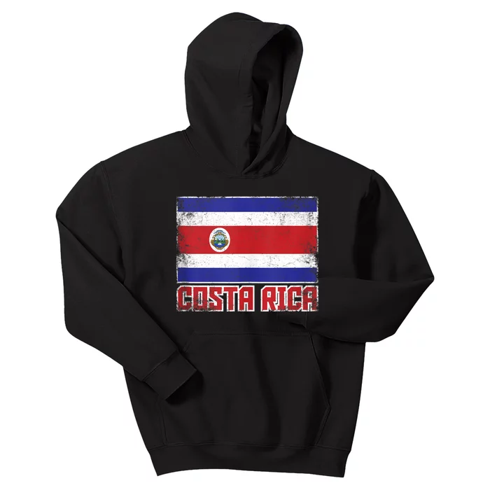 Costa Rica Flag Vintage Retro Country Costa Rican Kids Hoodie