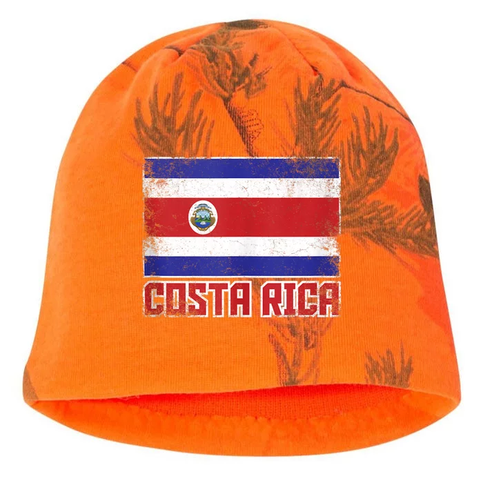 Costa Rica Flag Vintage Retro Country Costa Rican Kati - Camo Knit Beanie