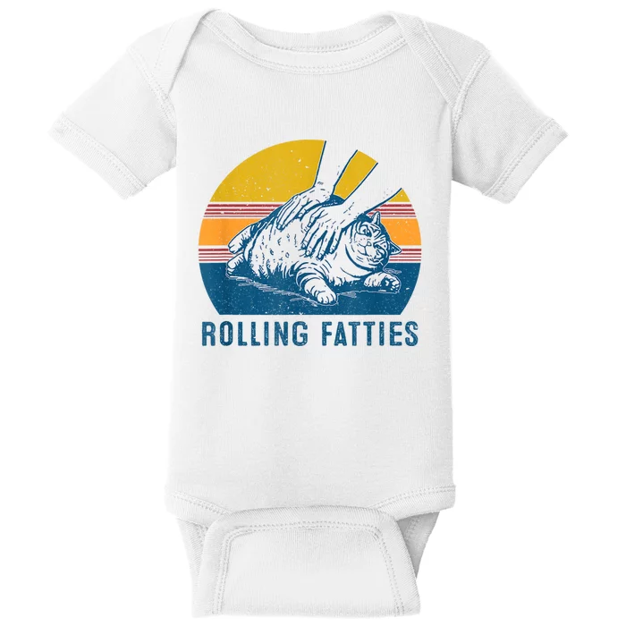 Cat Rolling Fatties Funny Baby Bodysuit