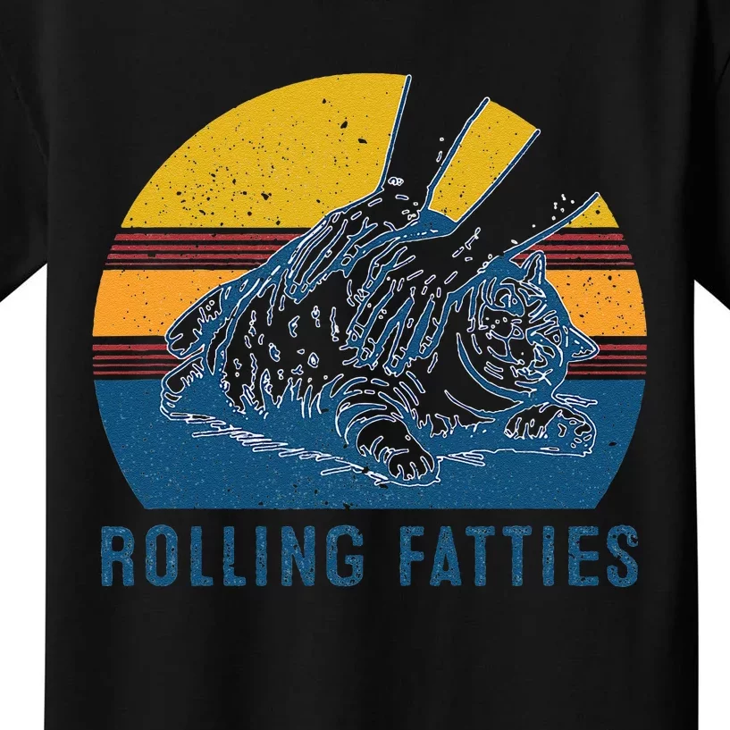 Cat Rolling Fatties Funny Gift Kids T-Shirt