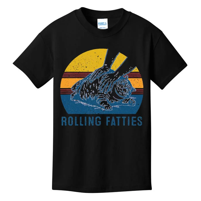 Cat Rolling Fatties Funny Gift Kids T-Shirt