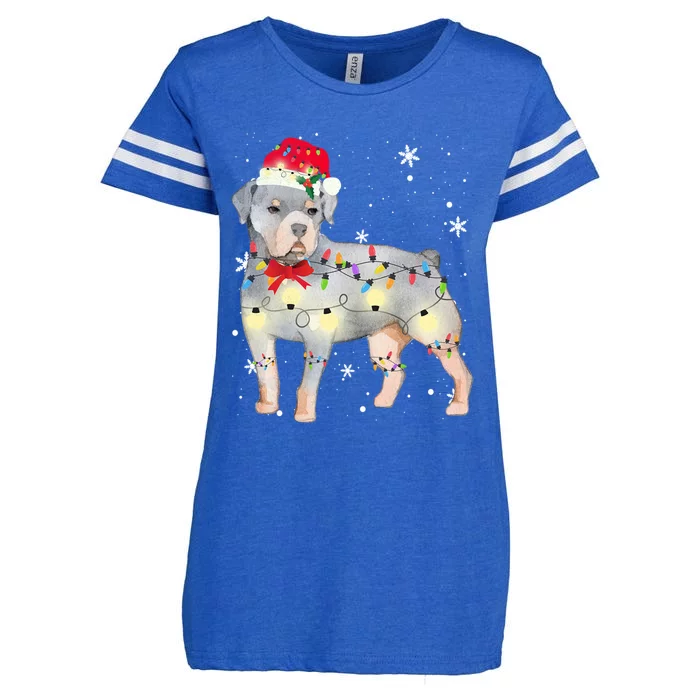 Christmas Rottweiler Funny Gift Enza Ladies Jersey Football T-Shirt