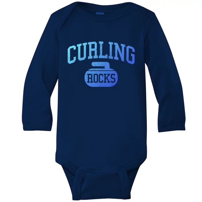 Curling Rocks Funny Winter Sports Gift Baby Long Sleeve Bodysuit