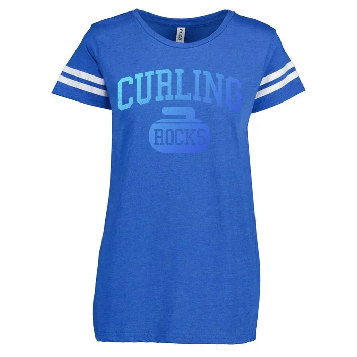 Curling Rocks Funny Winter Sports Gift Enza Ladies Jersey Football T-Shirt