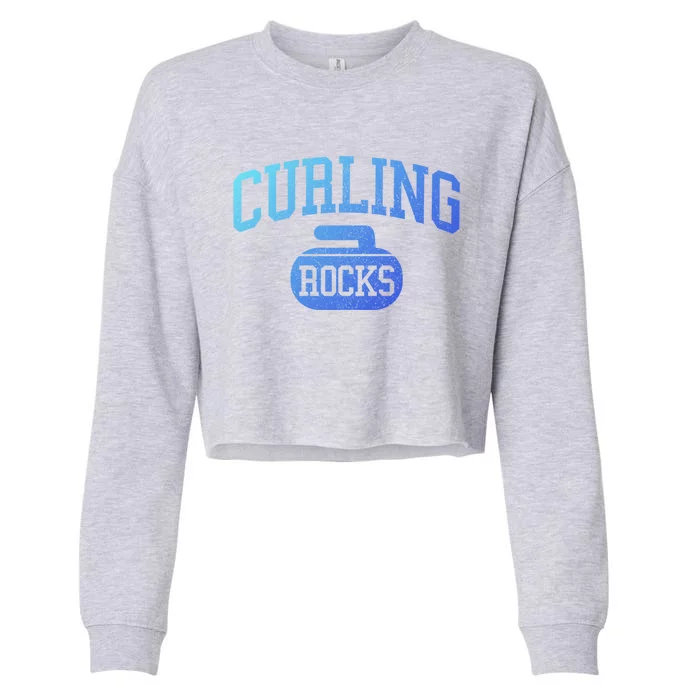 Curling Rocks Funny Winter Sports Gift Cropped Pullover Crew