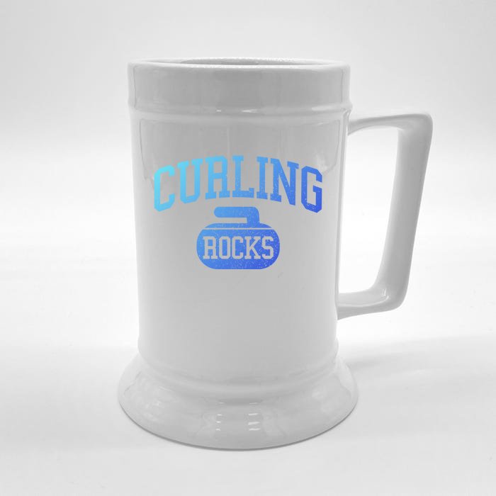 Curling Rocks Funny Winter Sports Gift Front & Back Beer Stein