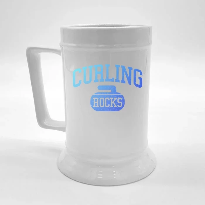 Curling Rocks Funny Winter Sports Gift Front & Back Beer Stein