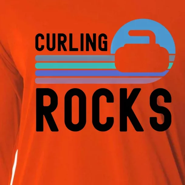 Curling Rocks Funny Curling Player Pun Curling Team Funny Gift Cooling Performance Long Sleeve Crew