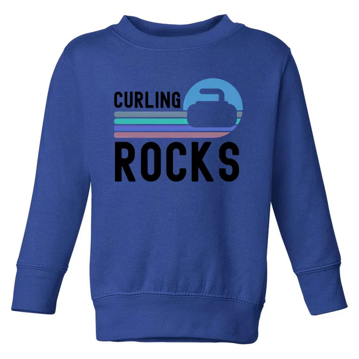 Curling Rocks Funny Curling Player Pun Curling Team Funny Gift Toddler Sweatshirt