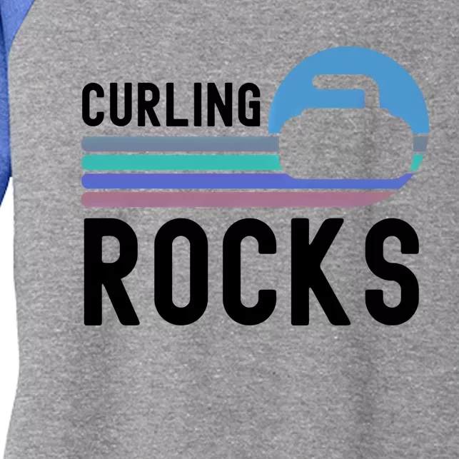 Curling Rocks Funny Curling Player Pun Curling Team Funny Gift Women's Tri-Blend 3/4-Sleeve Raglan Shirt