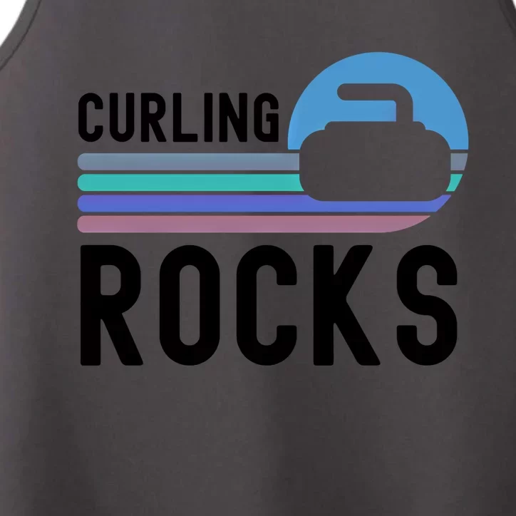 Curling Rocks Funny Curling Player Pun Curling Team Funny Gift Performance Tank