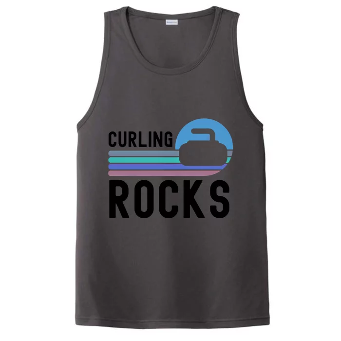 Curling Rocks Funny Curling Player Pun Curling Team Funny Gift Performance Tank