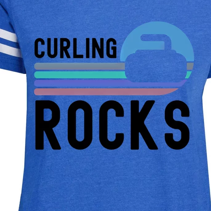 Curling Rocks Funny Curling Player Pun Curling Team Funny Gift Enza Ladies Jersey Football T-Shirt