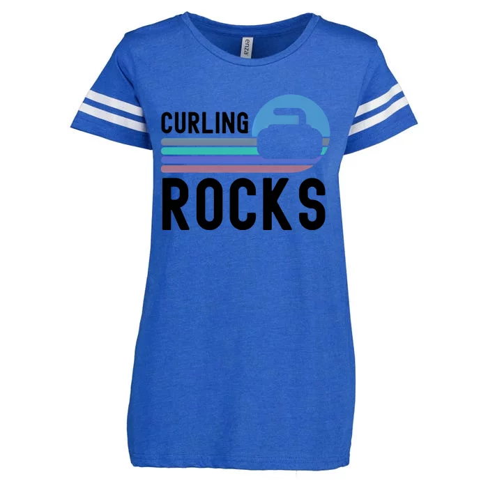 Curling Rocks Funny Curling Player Pun Curling Team Funny Gift Enza Ladies Jersey Football T-Shirt