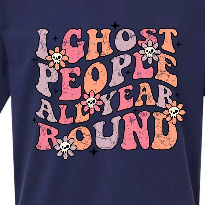 Cute Retro Funny Fall I Ghost People All Year Halloween Gift Sueded Cloud Jersey T-Shirt