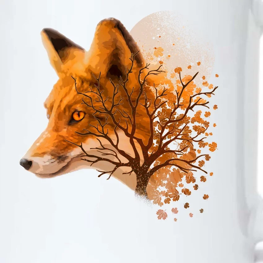 Cool Red Fox Tree Black Color Changing Mug