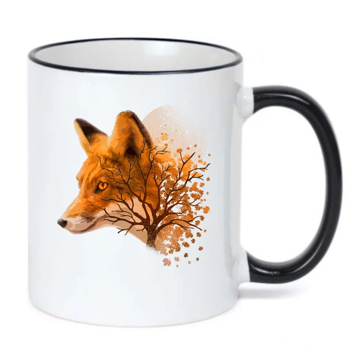 Cool Red Fox Tree Black Color Changing Mug