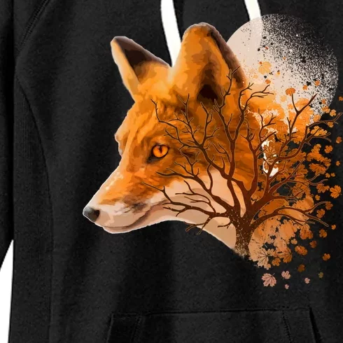 Cool Red Fox Tree Women's Fleece Hoodie