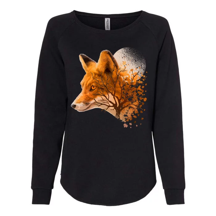 Cool Red Fox Tree Womens California Wash Sweatshirt