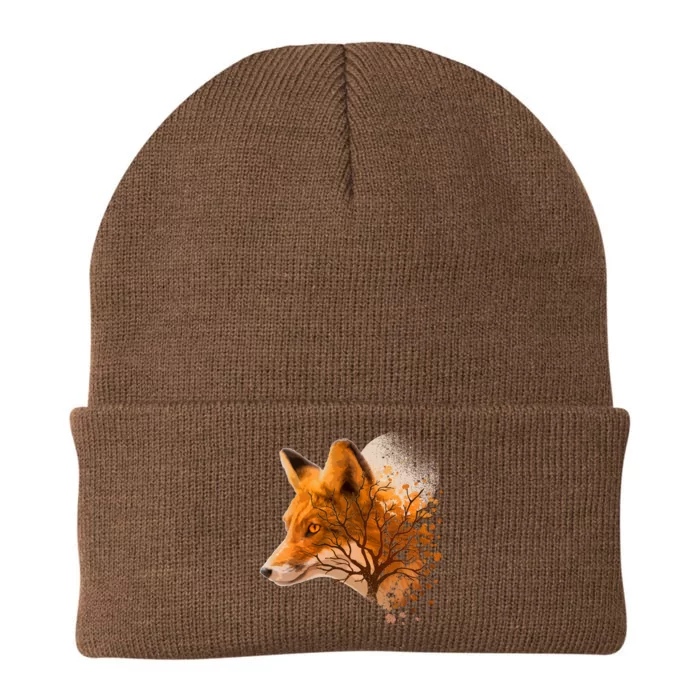 Cool Red Fox Tree Knit Cap Winter Beanie