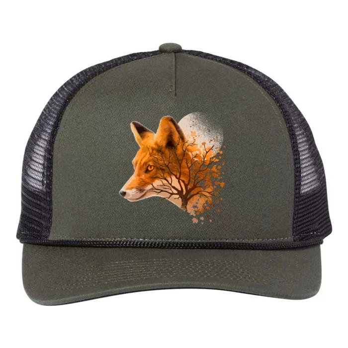 Cool Red Fox Tree Retro Rope Trucker Hat Cap