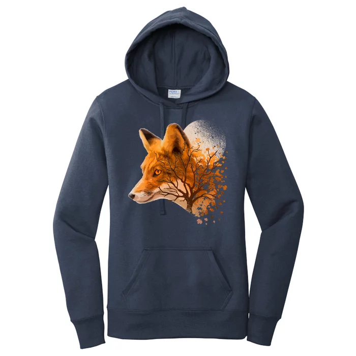 Cool Red Fox Tree Women's Pullover Hoodie