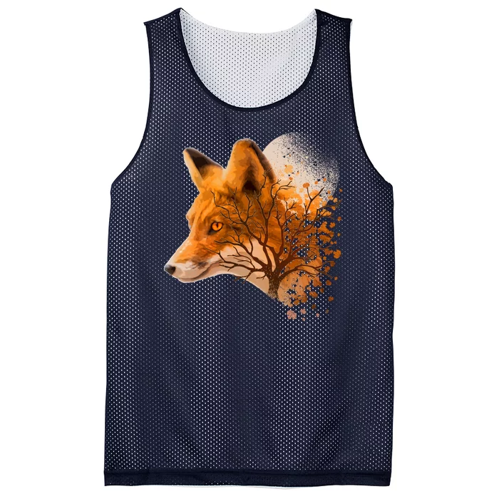 Cool Red Fox Tree Mesh Reversible Basketball Jersey Tank