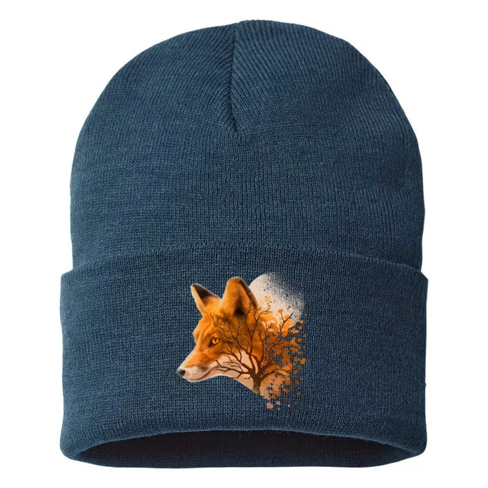 Cool Red Fox Tree Sustainable Knit Beanie