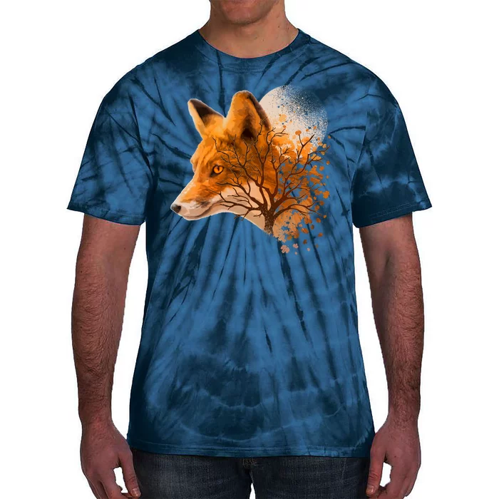 Cool Red Fox Tree Tie-Dye T-Shirt