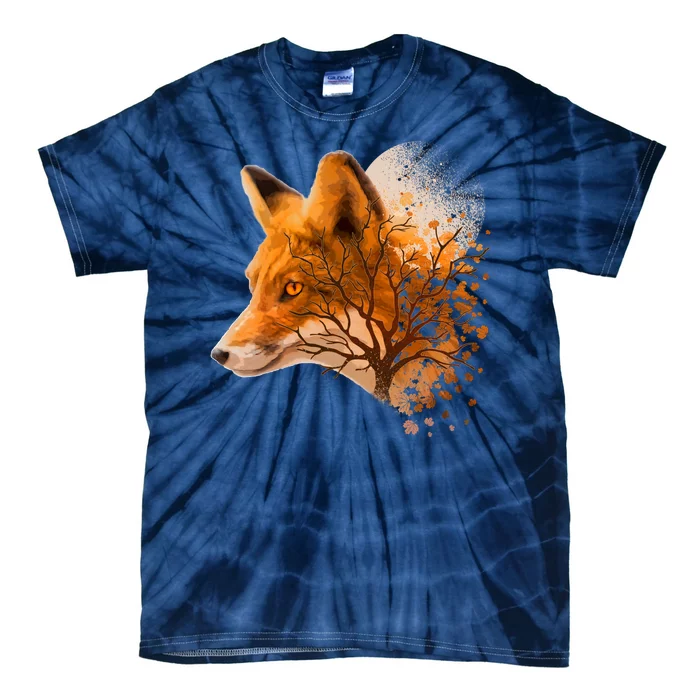 Cool Red Fox Tree Tie-Dye T-Shirt