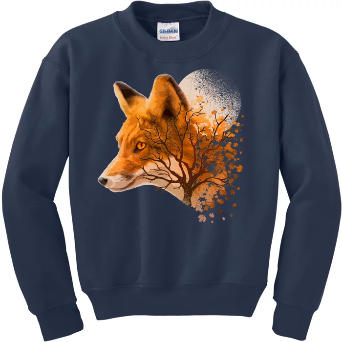 Cool Red Fox Tree Kids Sweatshirt