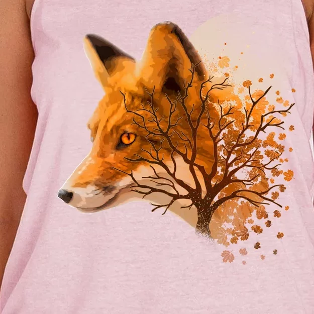 Cool Red Fox Tree Women's Knotted Racerback Tank