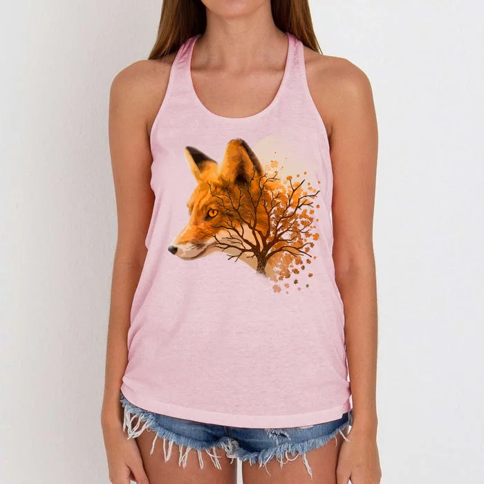 Cool Red Fox Tree Women's Knotted Racerback Tank