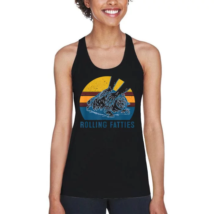 Cat Rolling Fatties Funny Women's Racerback Tank