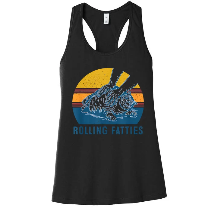 Cat Rolling Fatties Funny Women's Racerback Tank