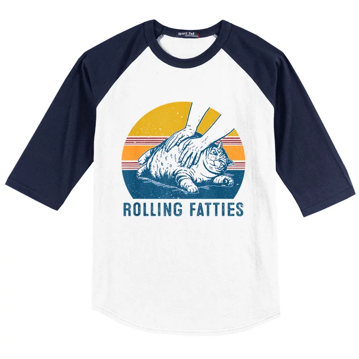 Cat Rolling Fatties Funny Baseball Sleeve Shirt