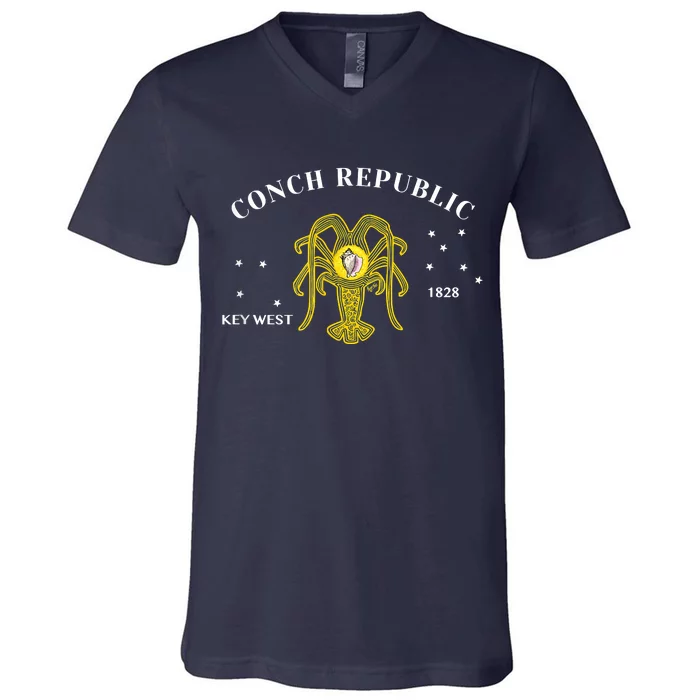 Conch Republic Flag Lobster Florida Keys Lobster Season V-Neck T-Shirt