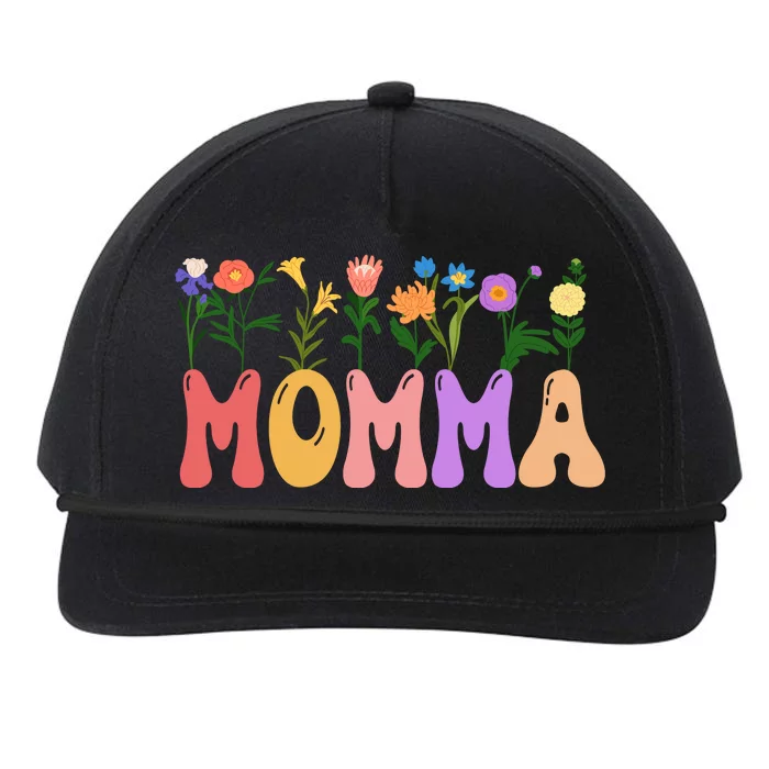 Cute Retro Floral Momma Snapback Five-Panel Rope Hat