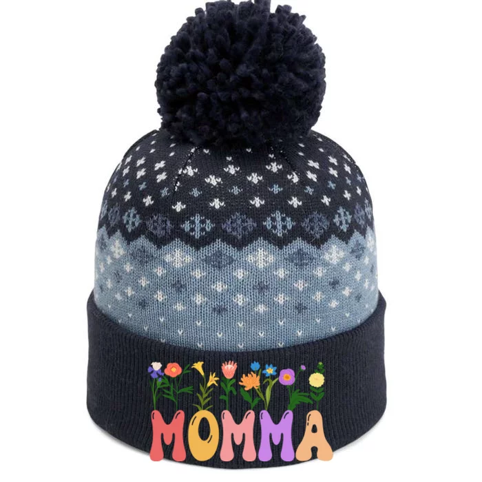 Cute Retro Floral Momma The Baniff Cuffed Pom Beanie