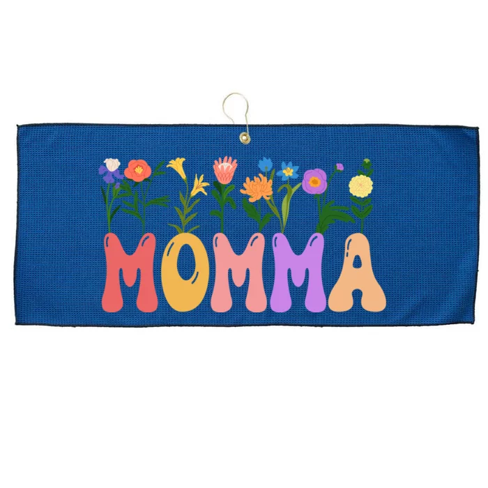 Cute Retro Floral Momma Large Microfiber Waffle Golf Towel