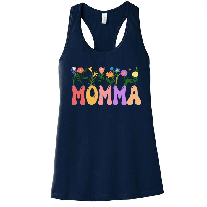 Cute Retro Floral Momma Women's Racerback Tank