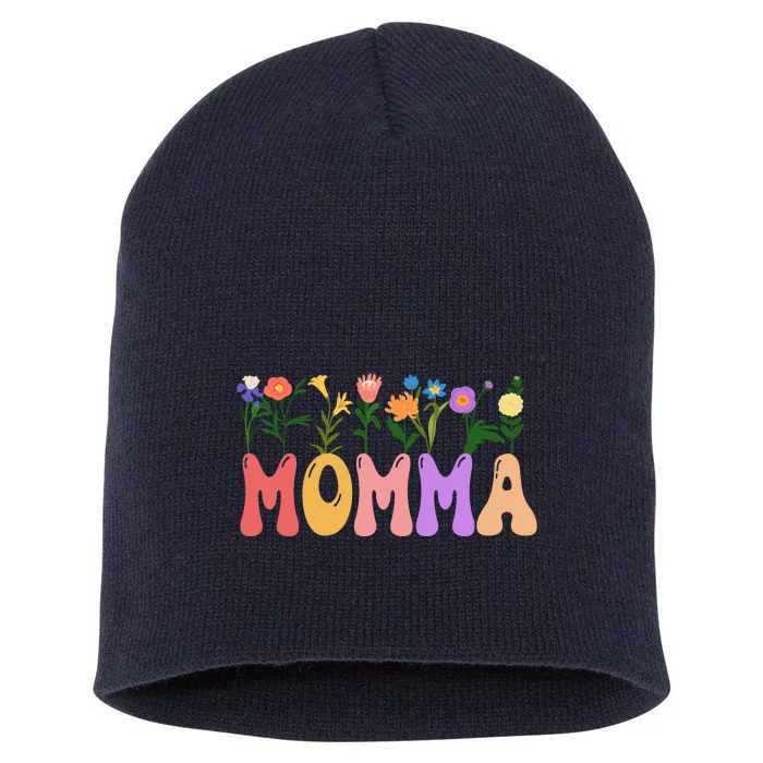 Cute Retro Floral Momma Short Acrylic Beanie