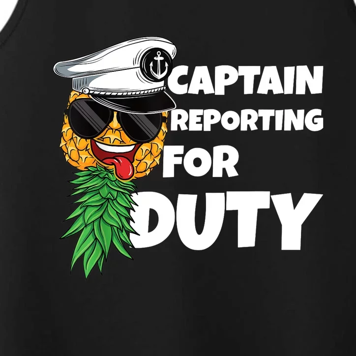 Captain Reporting For Duty Upside Down Pineapple Swinger Performance Tank