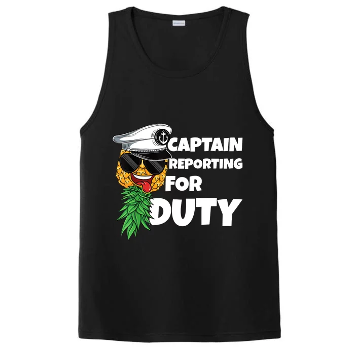 Captain Reporting For Duty Upside Down Pineapple Swinger Performance Tank