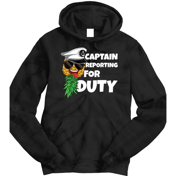 Captain Reporting For Duty Upside Down Pineapple Swinger Tie Dye Hoodie