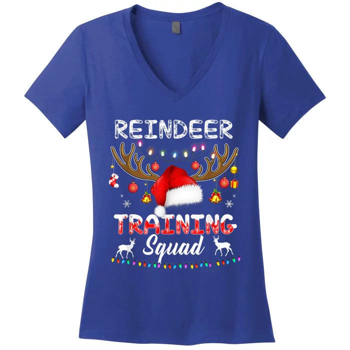 Christmas Running Funny Reindeer Training Squad Team Family Cool Gift Women's V-Neck T-Shirt