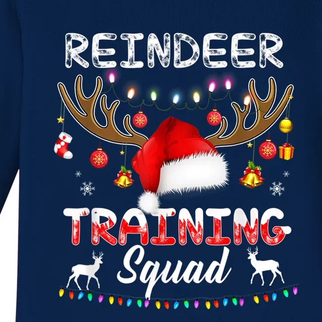 Christmas Running Funny Reindeer Training Squad Team Family Cool Gift Baby Long Sleeve Bodysuit